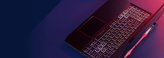 Gaming laptop with lit keyboard